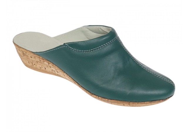 Saboti dama verzi din piele naturala cu talpa tip pana si design slip-on TEA5V